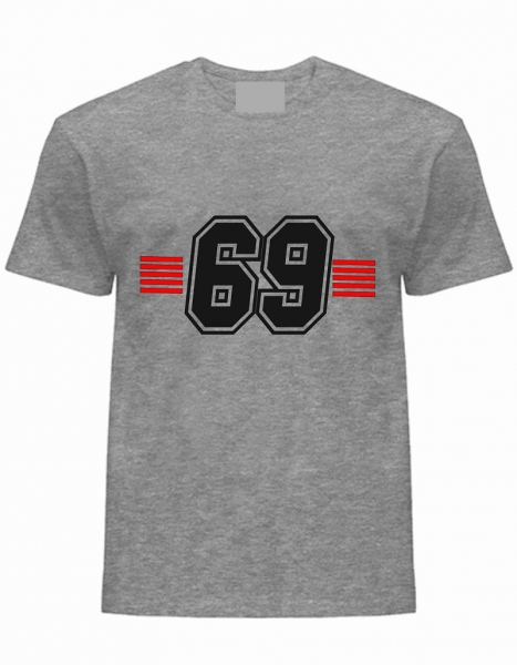 T-Shirt Nummer 69, schwarz-weiß-rot, günstig kaufen